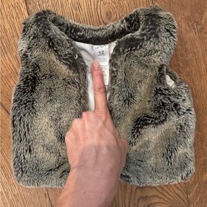 Carter's Plush Faux Fur Vest in Gray and Cream